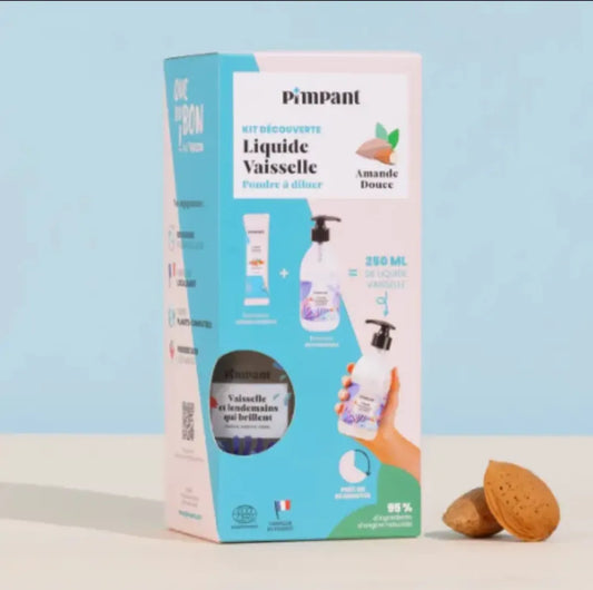 Emballage écologique du kit vaisselle Pimpant, certifié Ecocert et fabriqué en France, pour une cuisine zéro déchet et élégante.