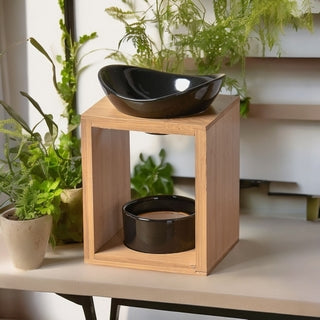 Brûle-Parfum Artisanal "Kalos" – Bambou & Céramique Noire (50 ml)