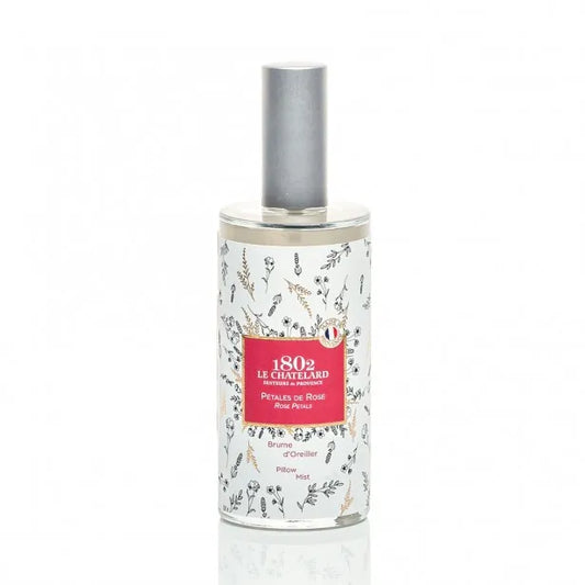 Flacon spray de brume d'oreiller Pétales de Rose Le Chatelard 1802, format 50 ml, boutique KAVERN.