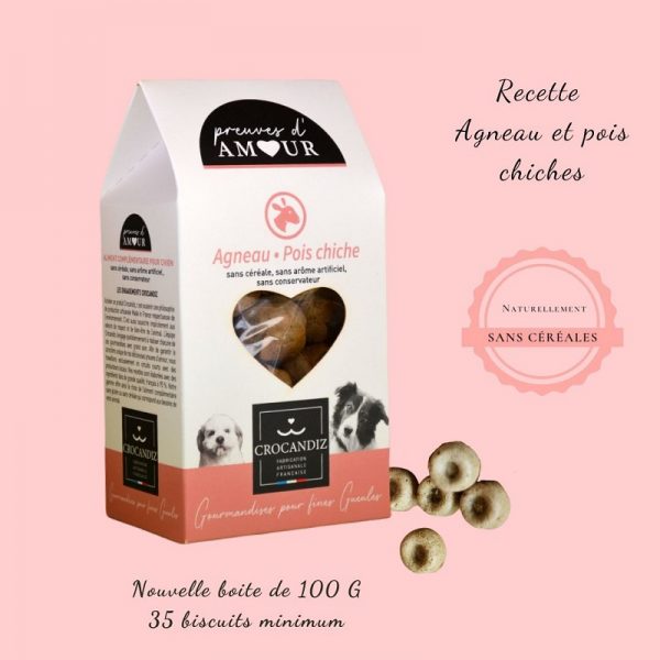 Biscuits Naturels pour Chien Agneau et Lentilles Vertes - Sans Céréales (100g)
