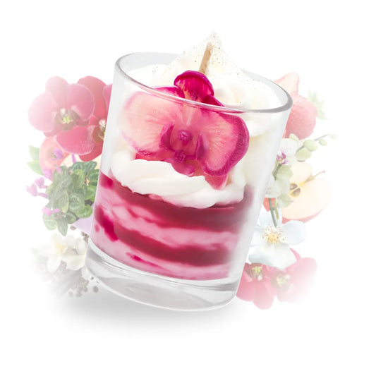 Bougie Gourmande Trompe-l'Œil "Orchidée" – Création Artisanale & Parfum de Grasse (30H)