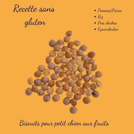 Biscuits Naturels pour Chien Pomme, Poire et Cynorrhodon - Sans Gluten (100g)