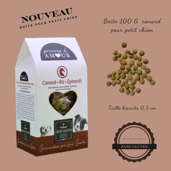 Mini biscuits au canard de 0,5 cm pour petit chien, parfaits pour l'éducation et les chiens sensibles.