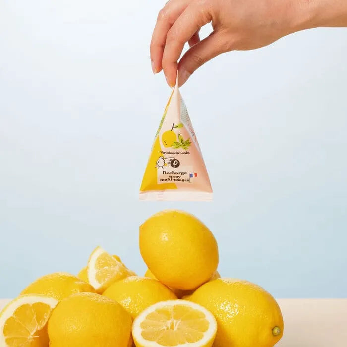 Recharge liquide concentrée Pimpant au parfum frais de verveine et citron pour l'entretien écologique de toute la maison.