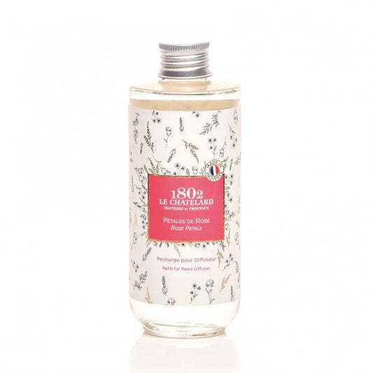 Flacon de recharge pour diffuseur de parfum Pétales de Rose Le Chatelard 1802, format 200 ml, boutique KAVERN.