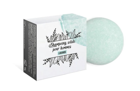 Shampoing solide naturel KAVERN pour homme à la lavande et au romarin. Un soin lavant purifiant, anti-pelliculaire et 2-en-1 pour les cheveux et la barbe.